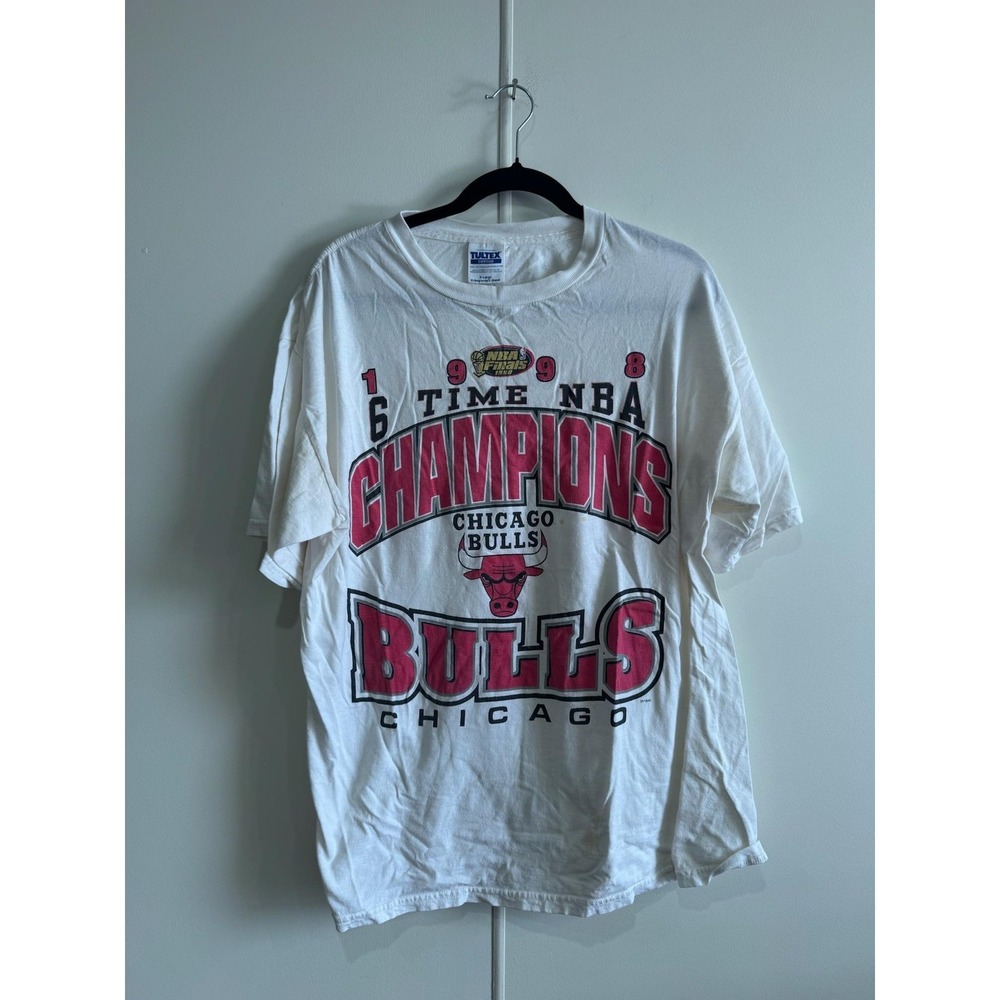 Vintage Chicago Bulls‎ Shirt Mens XL White NBA Basketball 6 Champions Tultex 90s